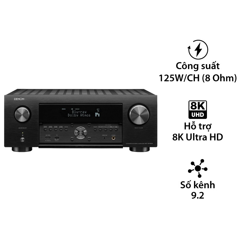 Amply Denon AVC X4700H, Hỗ Trợ 8K, 9.2 Kênh, 125W/CH