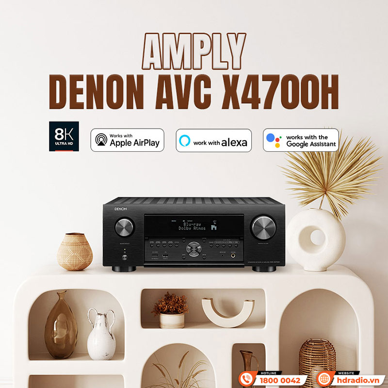 Amply Denon AVC X4700H, Hỗ Trợ 8K, 9.2 Kênh, 125W/CH-1