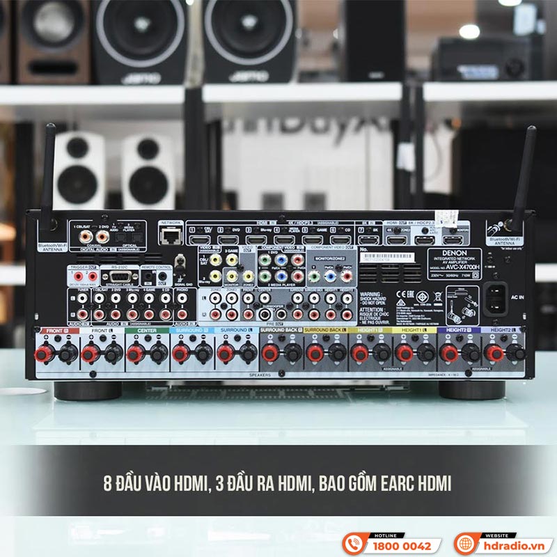 Amply Denon AVC X4700H, Hỗ Trợ 8K, 9.2 Kênh, 125W/CH-6