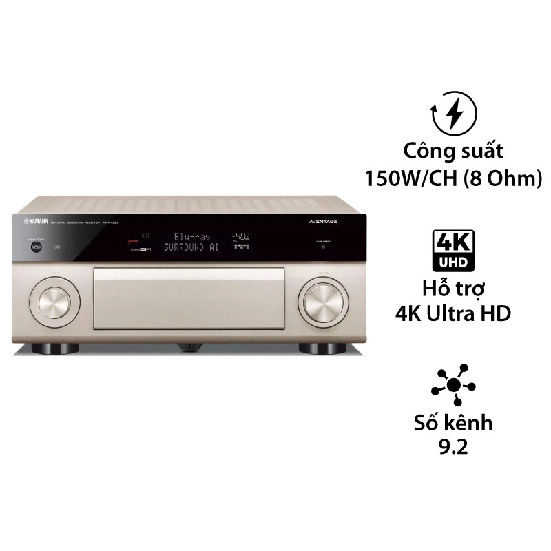 Amply Yamaha RX-A3080, 4K Ultra HD, 9.2 Kênh, 150W/CH, Bluetooth