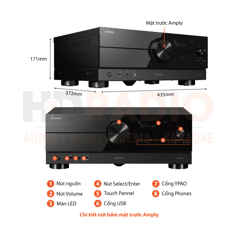 Amply Yamaha RX-A2A, 8K, 7.2 Kênh, 100W/CH, Bluetooth-2