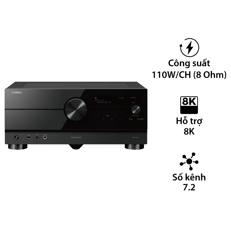 Amply Yamaha RX-A4A, Hỗ Trợ 8K, 7.2 Kênh, 110W/CH, Bluetooth