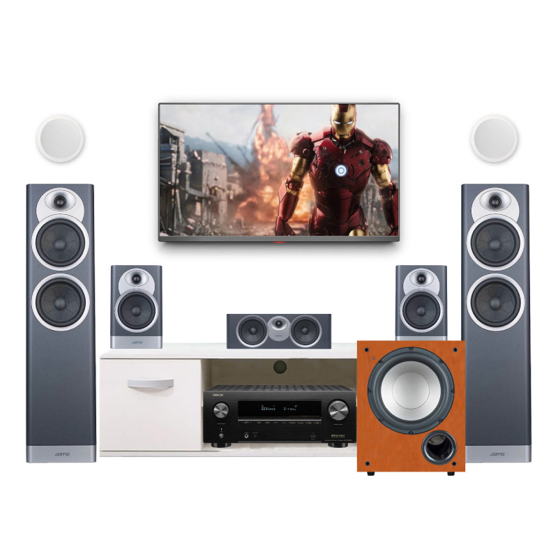 Bộ Dàn Âm Thanh Xem Phim Dolby Atmos 5.1.2 HD-AT07 (Jamo S7-25HCS, Jamo 6.5CS-T, sub Jamo 910, Denon AVR-2700H)