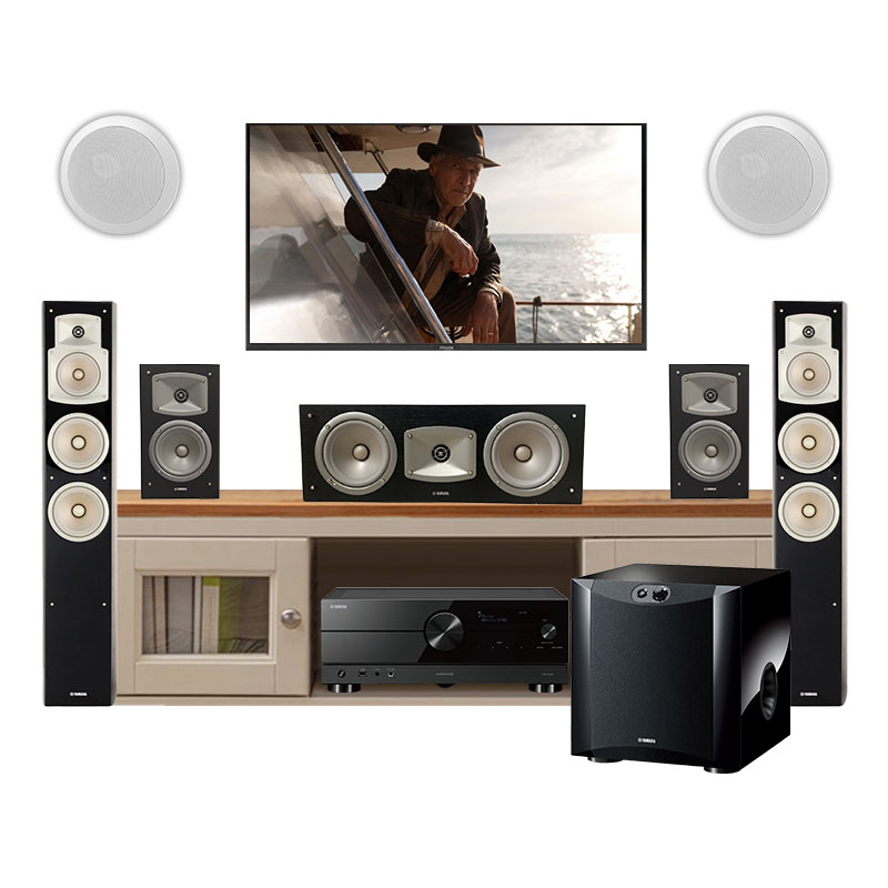 Bộ dàn âm thanh xem phim Dolby Atmos 5.1.2 HD-AT17 (JBL C6IC, Yamaha RX A2A,  NS F350,  NS F350, NS SW300)