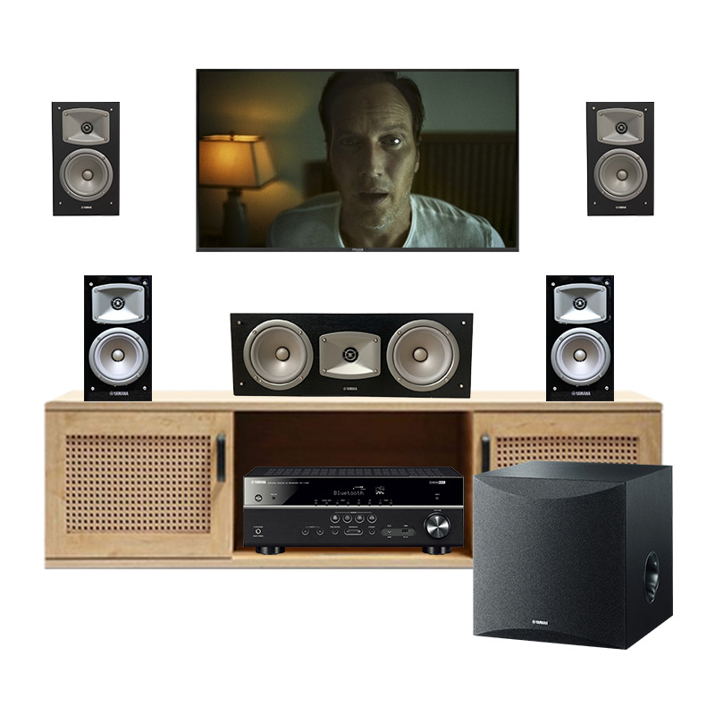 Bộ dàn âm thanh xem phim 5.1 HD-AT19 (Yamaha RX-V385, NS-B330, NS P350, NS-SW050)