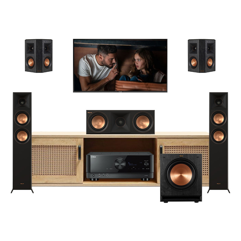 Bộ dàn âm thanh xem phim 5.1 Klipsch, Yamaha AT-GD10 (Klipsch RP-5000F II, RP-402S, RP-500C II, SPL100, Yamaha RX-V6A)