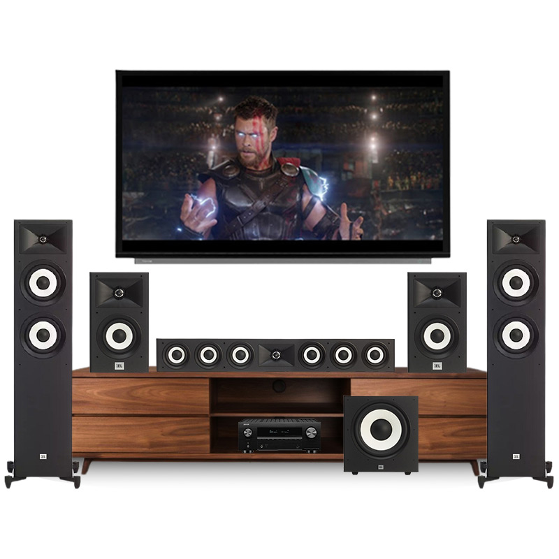 Bộ dàn âm thanh xem phim 5.1 JBL DENON AT-GD13 (Denon AVC X3700H,JBL Stage A190,  A130, A135C, Sub JBL STAGE A120p)