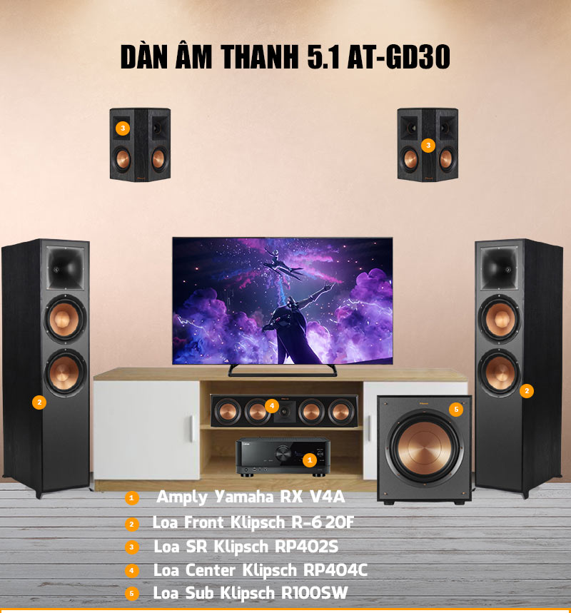 Bộ dàn âm thanh xem phim 5.1 AT GD30
