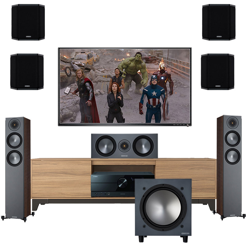 Dàn xem phim 7.1 Yamaha, Monitor Audio AT28 (Yamaha A2A  + Monitor Bronze 200 + FX + C150 + W10)