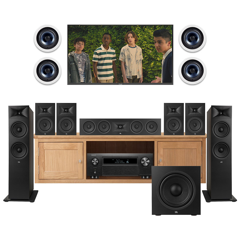 Dàn xem phim 7.1.4 JBL AT42 (JBL Stage 280F, 245C, 250B, 220P, POLK RC80I, Denon AVC X6800H)