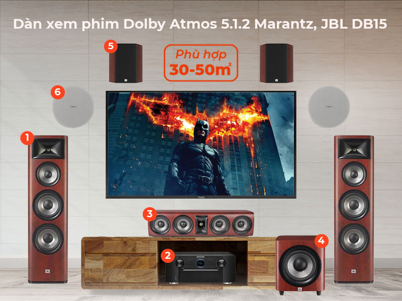 dàn xem phim Dolby Atmos 5.1.2 Marantz JBL DB15