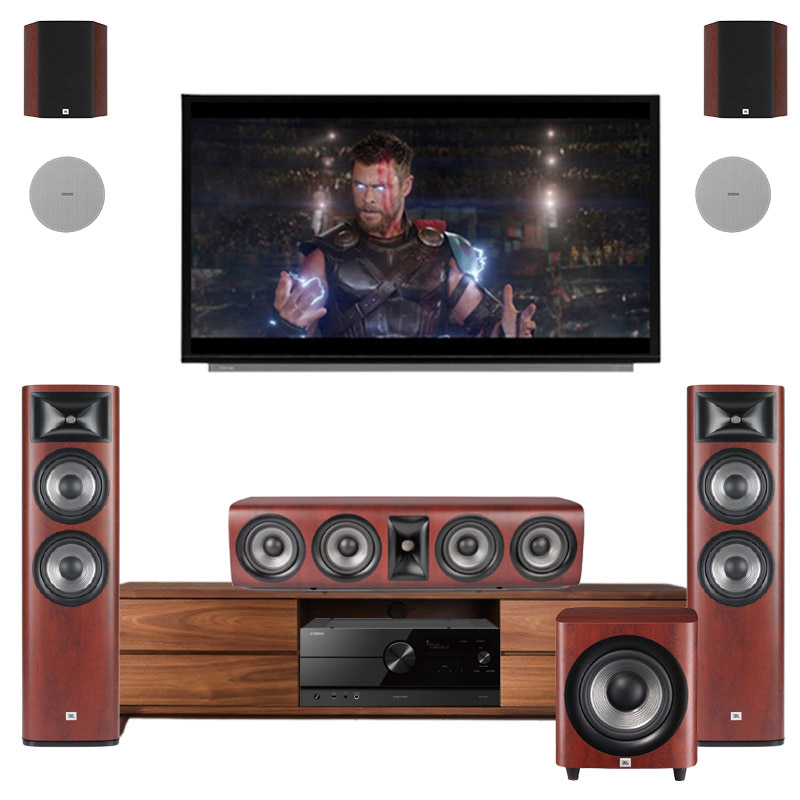 Dàn xem phim Dolby Atmos 5.1.2 Yamaha, JBL DB16 (Yamaha A4A, JBL 690, 665C, 660P, Piega in ceiling 5.25)