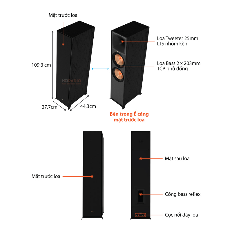 Chu thich loa Klipsch R-800F