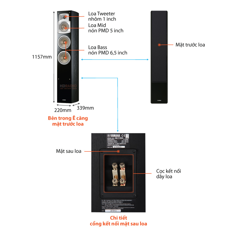 Chu thich loa Yamaha NS F350