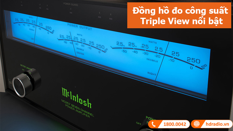 Power Amply McIntosh MC257 đồng hồ đo công suất nổi bật 