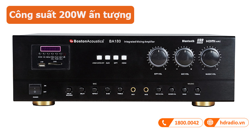 Amply Boston Acoustics BA180 công suất ấn tượng