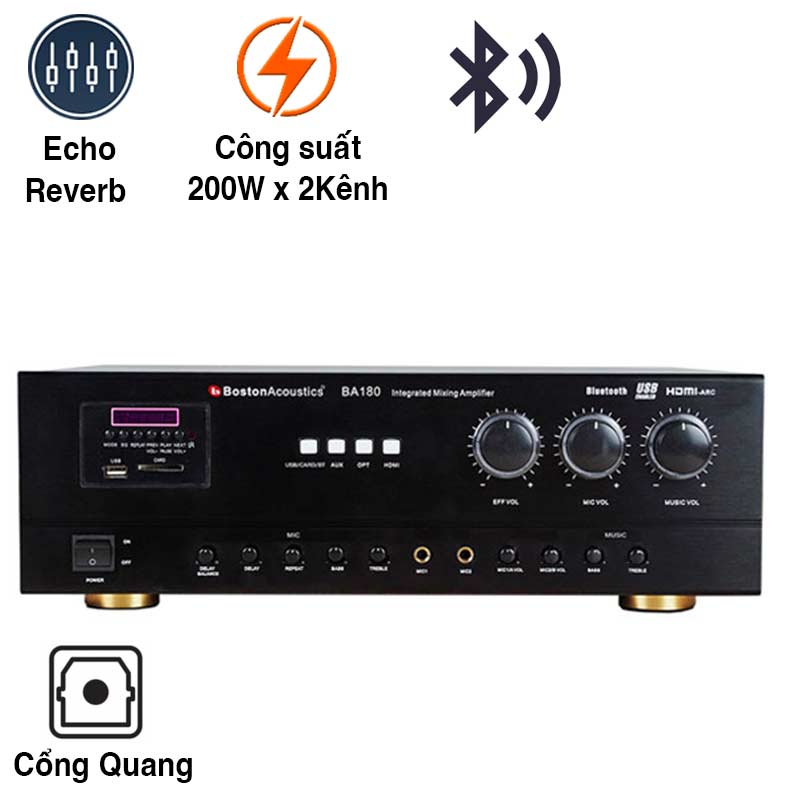 Amply Boston BA180, 200W, Bluetooth, HDMI, USB, OPTICAL