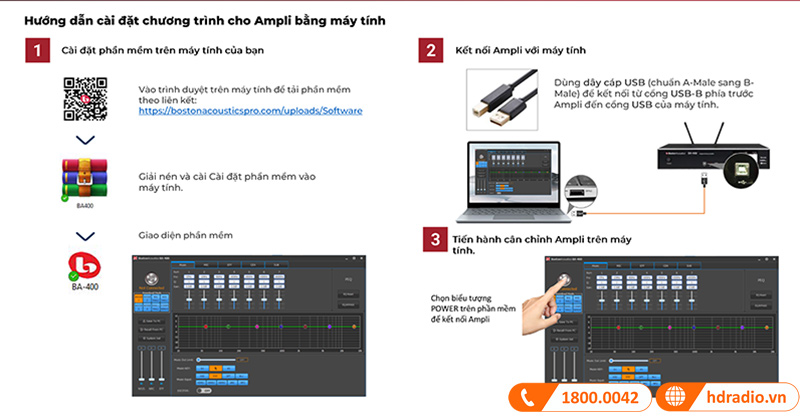 Amply Boston Acoustics BA400 tùy chỉnh chuyên sâu bằng máy tính 