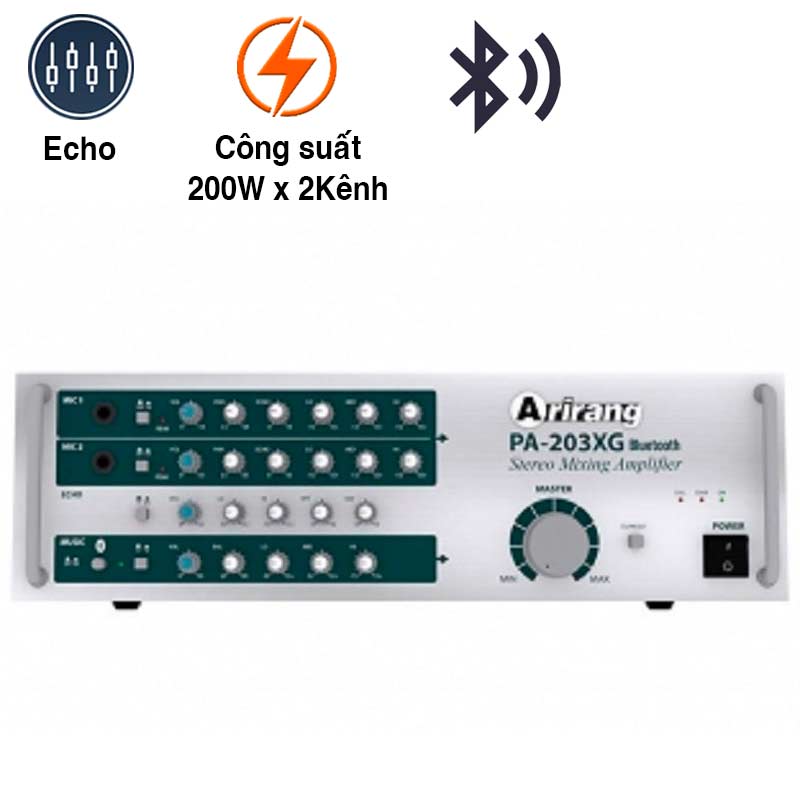 Amply Arirang PA 203XG Bluettooth (400W/2 Kênh, 11,5Kg)