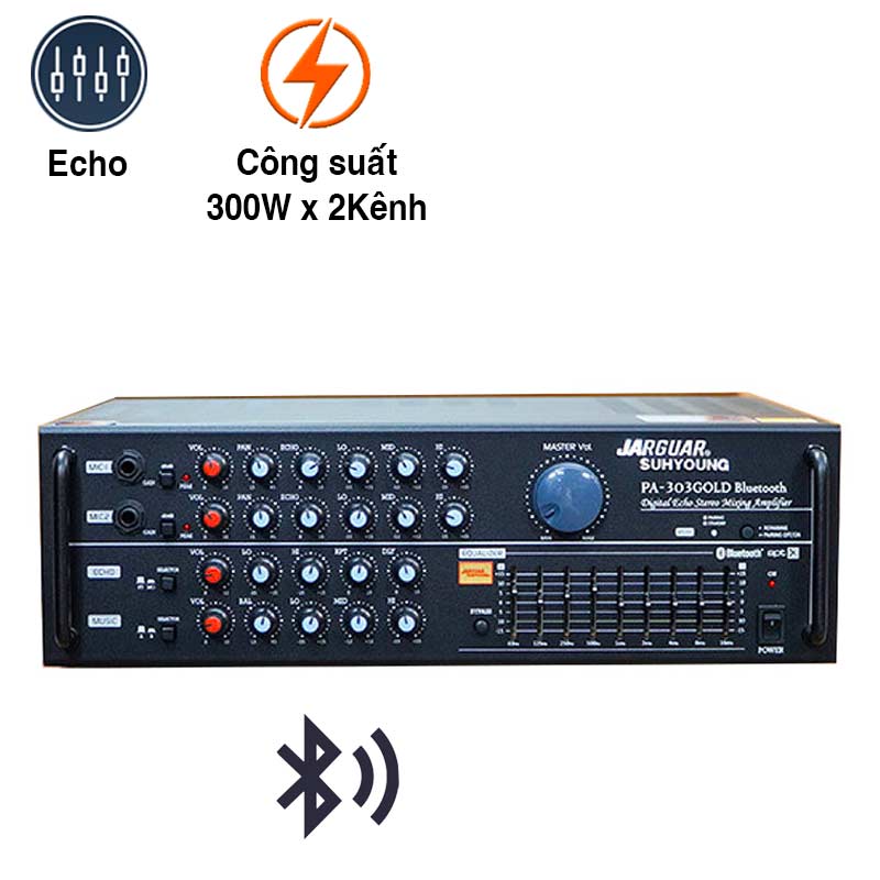 Amply Jarguar PA 303 Gold Bluetooth (600W/2 Kênh, Bluetooth, 12Kg)