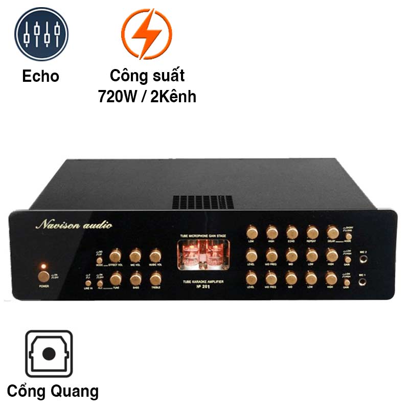 Amply Navison No 201 (720W/ 2Kênh, Bóng bán dẫn, Optical, 8,2Kg)