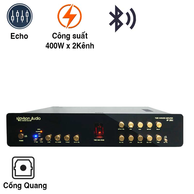 Amply Navison No 206 (400Wx 2Kênh, Bóng bán dẫn, Optical, 16Kg)