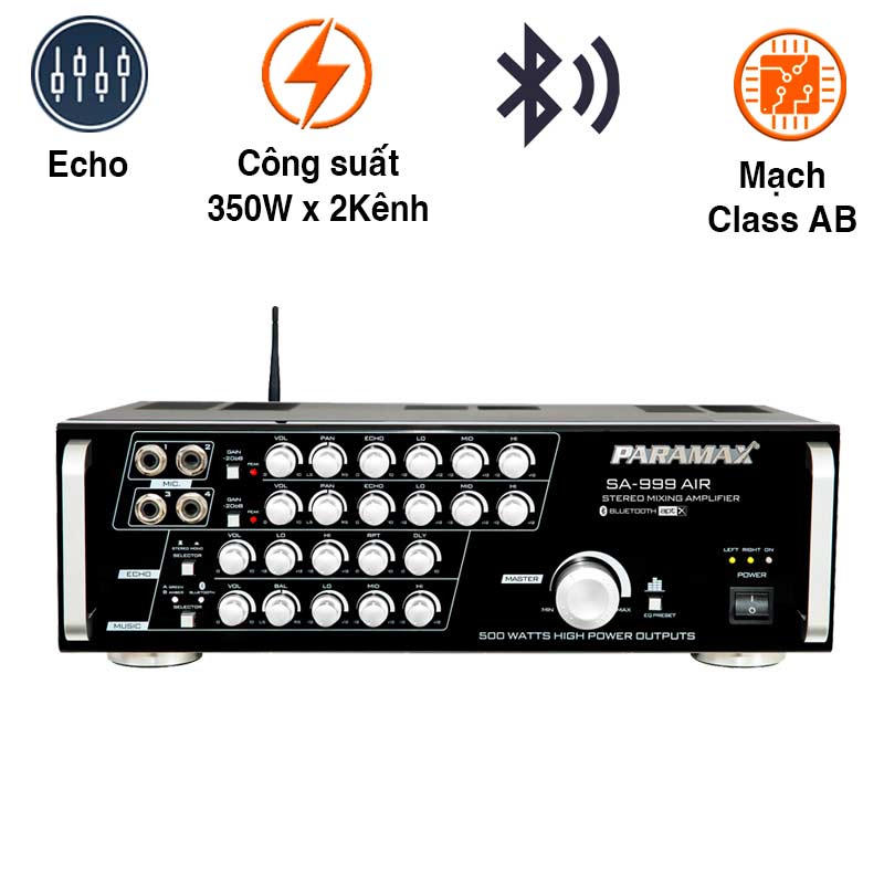 Amply Paramax SA 999 AIR Max (700W/2 Kênh, Bluetooth, 13Kg)