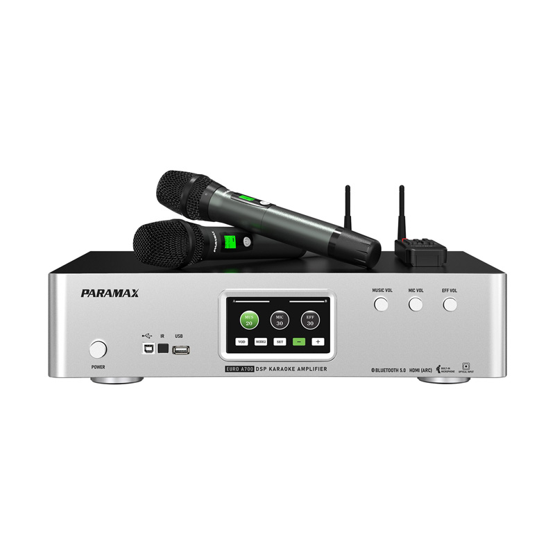Amply Paramax EURO A700, 2 Kênh, 700W, 8Ohms, Bluetooth 5.0, HDMI, USB, Kèm 2 micro không dây-1