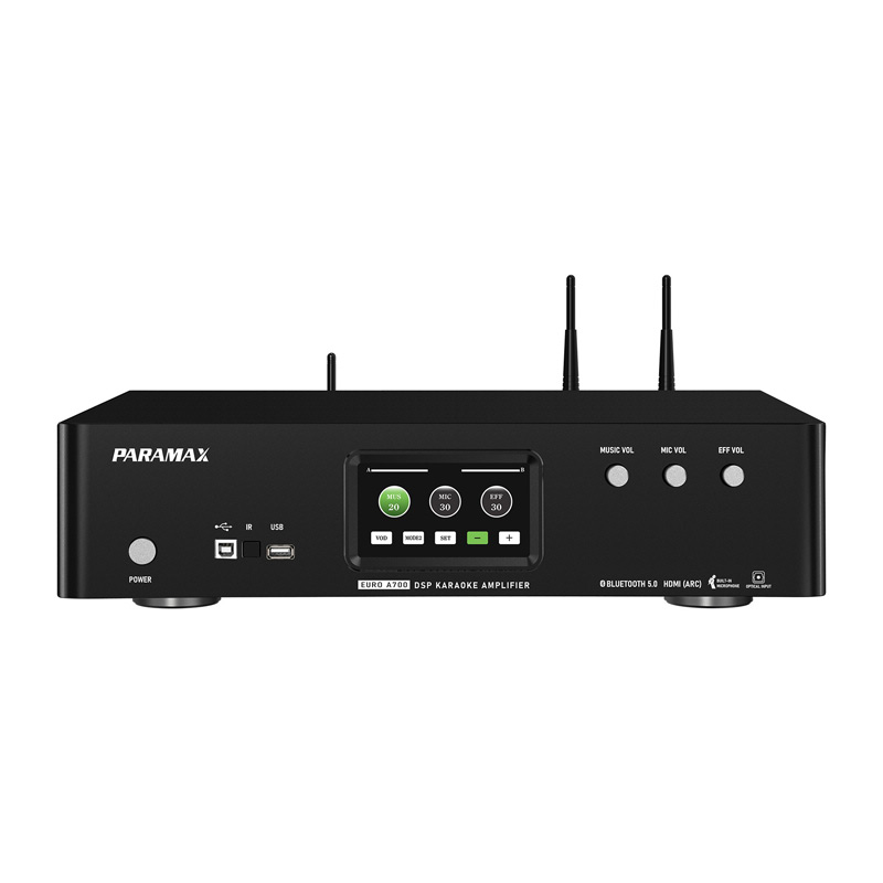 Amply Paramax EURO A700, 2 Kênh, 700W, 8Ohms, Bluetooth 5.0, HDMI, USB, Kèm 2 micro không dây-6