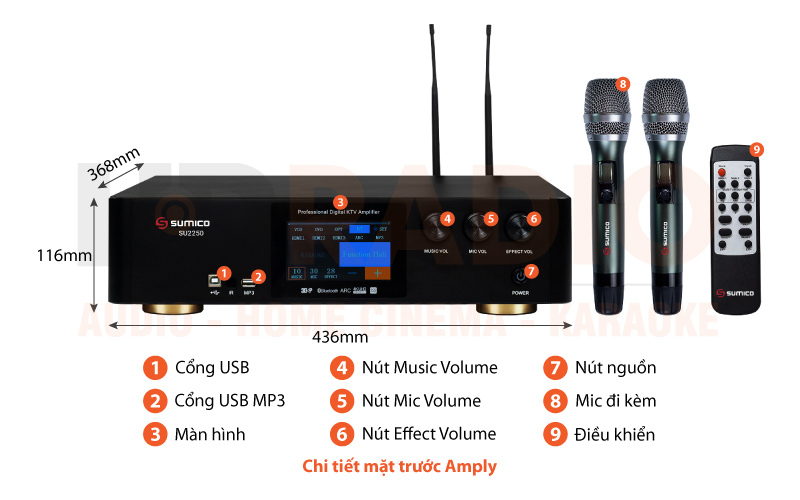 Chú thích Amply Sumico SU2250