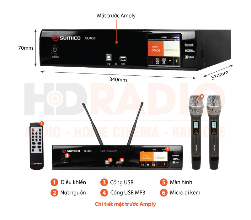 Chú thích Amply Sumico SU400