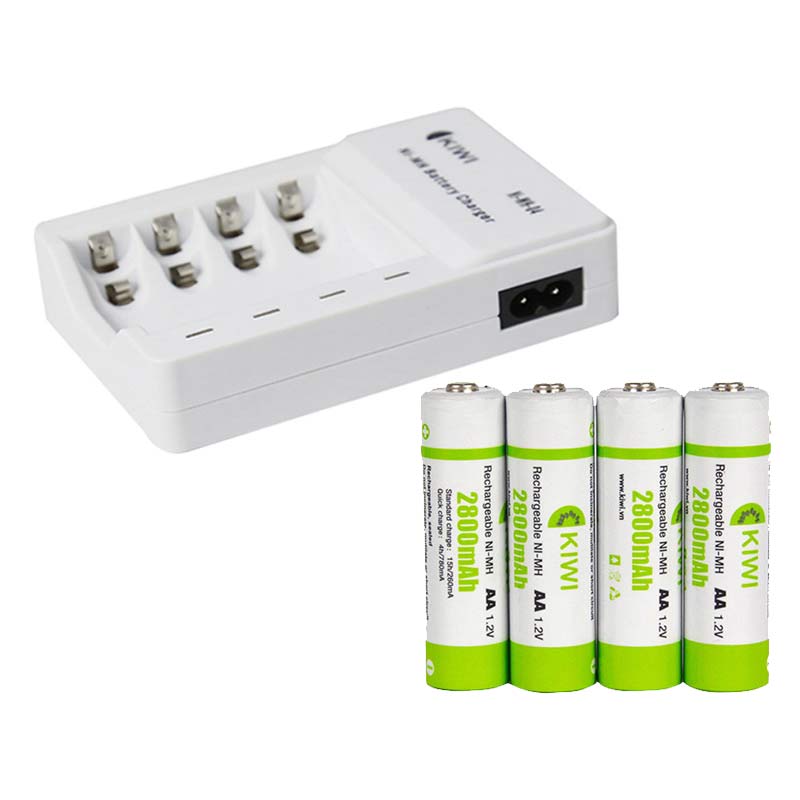 Bộ Pin + Sạc Kiwi 4 viên Pin (dung lượng 2800mAh/viên)