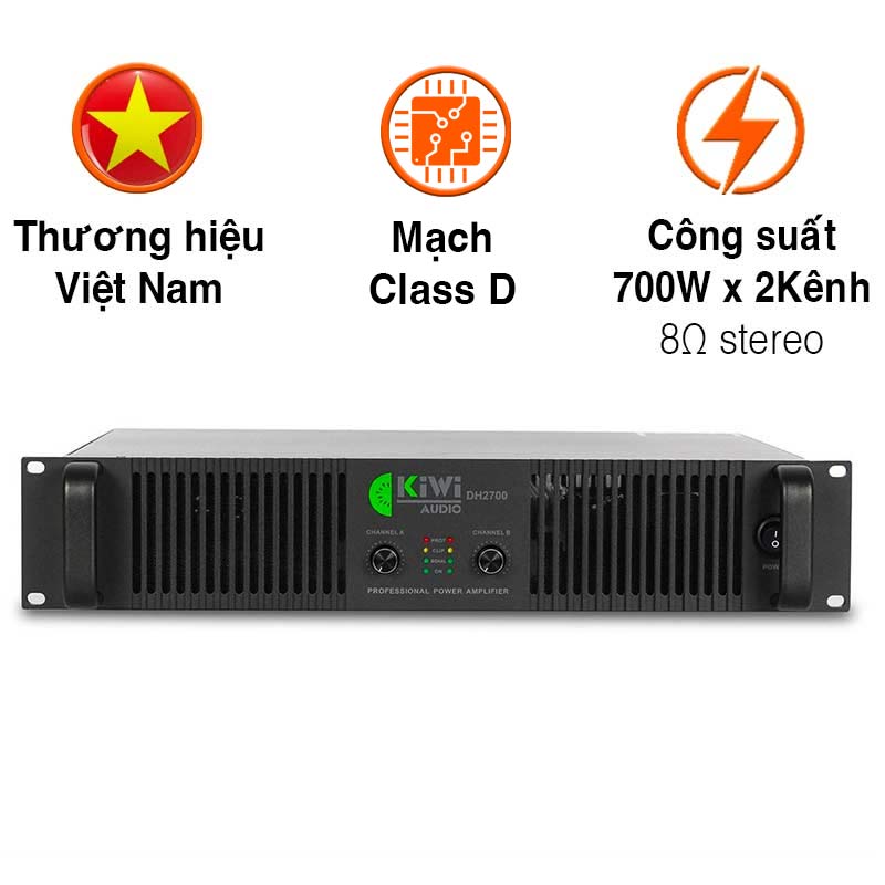 Cục Đẩy Kiwi DH2700, 700W x 2 Kênh