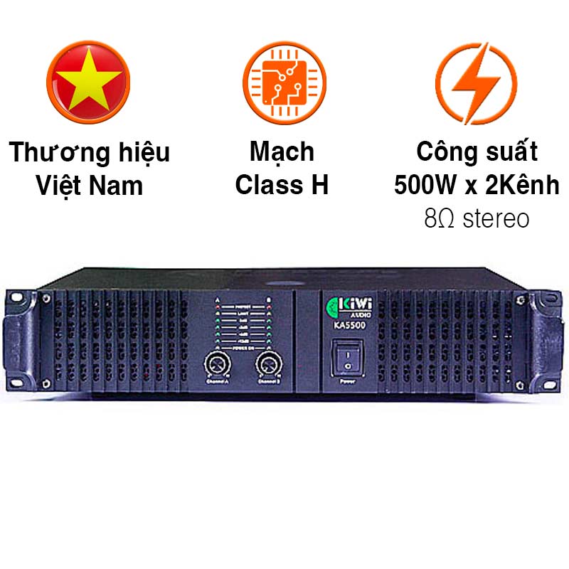 Cục Đẩy Kiwi KA5500, 500W x2 Kênh, Class H