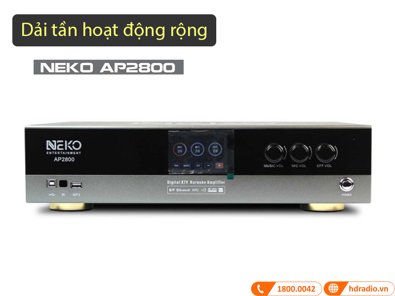 NEKO AP2800 có dải tần rộng, hoạt động từ 20Hz-30kHz Đẩy công suất liền vang Neko AP2800