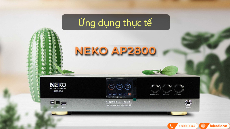 Đẩy Công Suất Liền Vang Neko AP2800 thích hợp sử dụng với hệ thống dàn karaoke gia đình, kinh doanh, hội trường... Đẩy Công Suất Liền Vang Neko AP2800