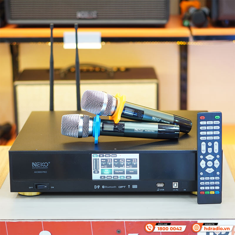 Cục Đẩy Liền Vang Neko AK3800 Pro, 700W x 2 Kênh, Màn Hình Cảm Ứng, Bluetooth-1