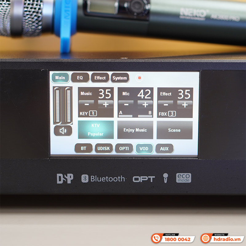 Cục Đẩy Liền Vang Neko AK3800 Pro, 700W x 2 Kênh, Màn Hình Cảm Ứng, Bluetooth-5