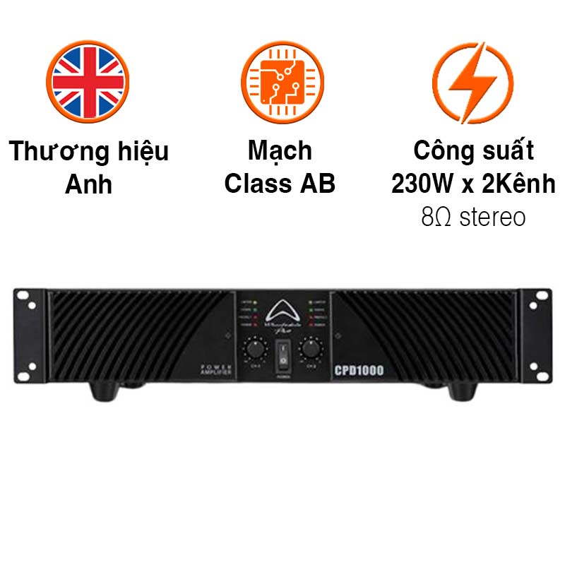 Cục công suất Wharfedale CPD1000, 230W x 2 Kênh Cục công suất Wharfedale CPD1000, 230W x 2 Kênh