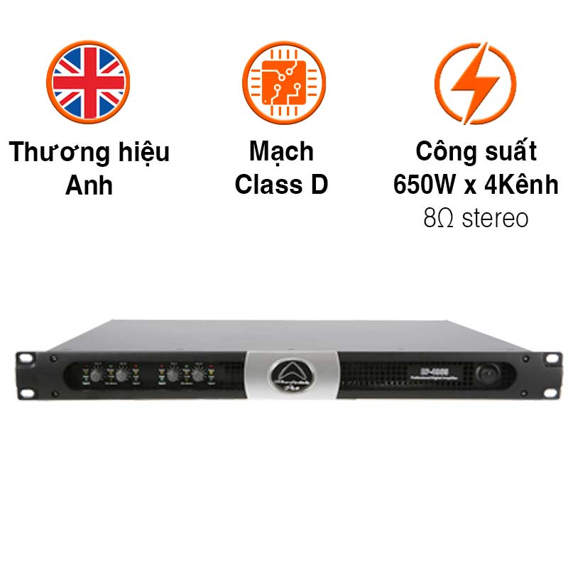 Cục đẩy Wharfedale DP4065, 650W x 4 Kênh