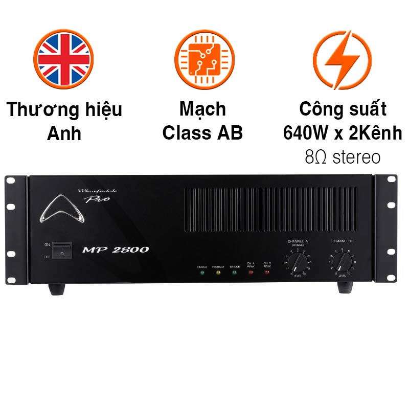 Cục công suất Wharfedale MP2800S, 640W x 2 Kênh