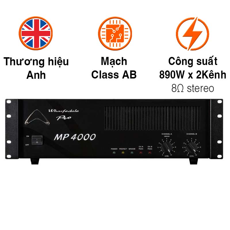 Cục công suất Wharfedale MP4000, 890W x 2 Kênh