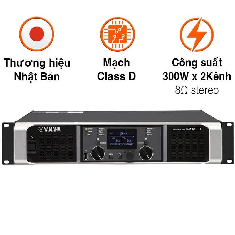 Công suất Yamaha PX3, 300W x 2 Kênh, Class D