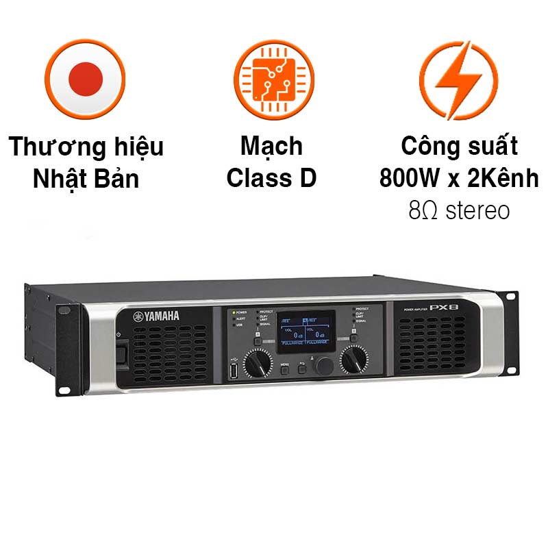 Công suất Yamaha PX8, 800W x 2 Kênh, Class D