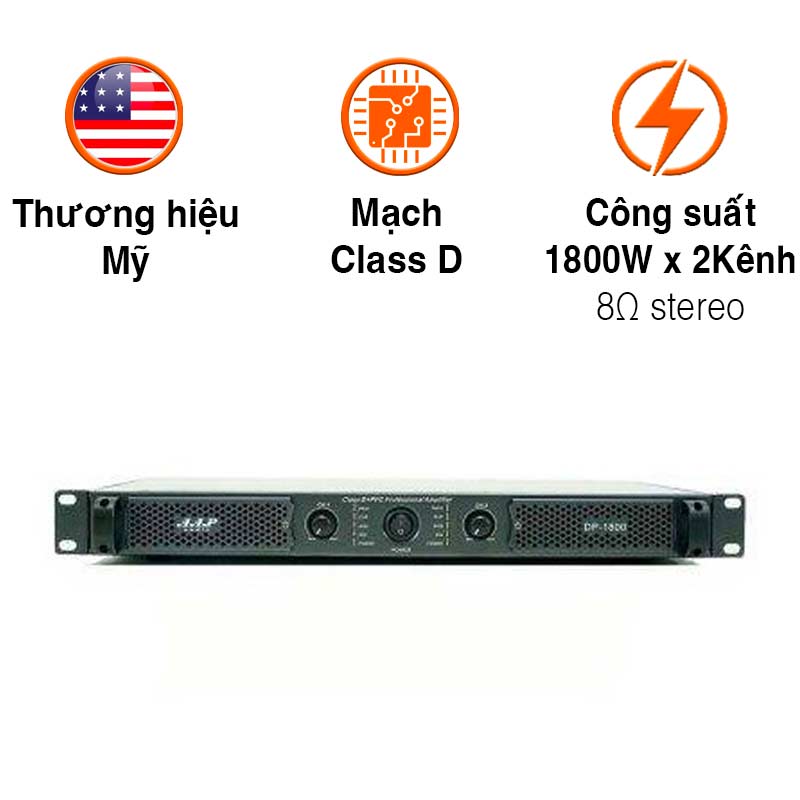 Cục Đẩy AAP DP1800, 1800W x2 Kênh, Class D