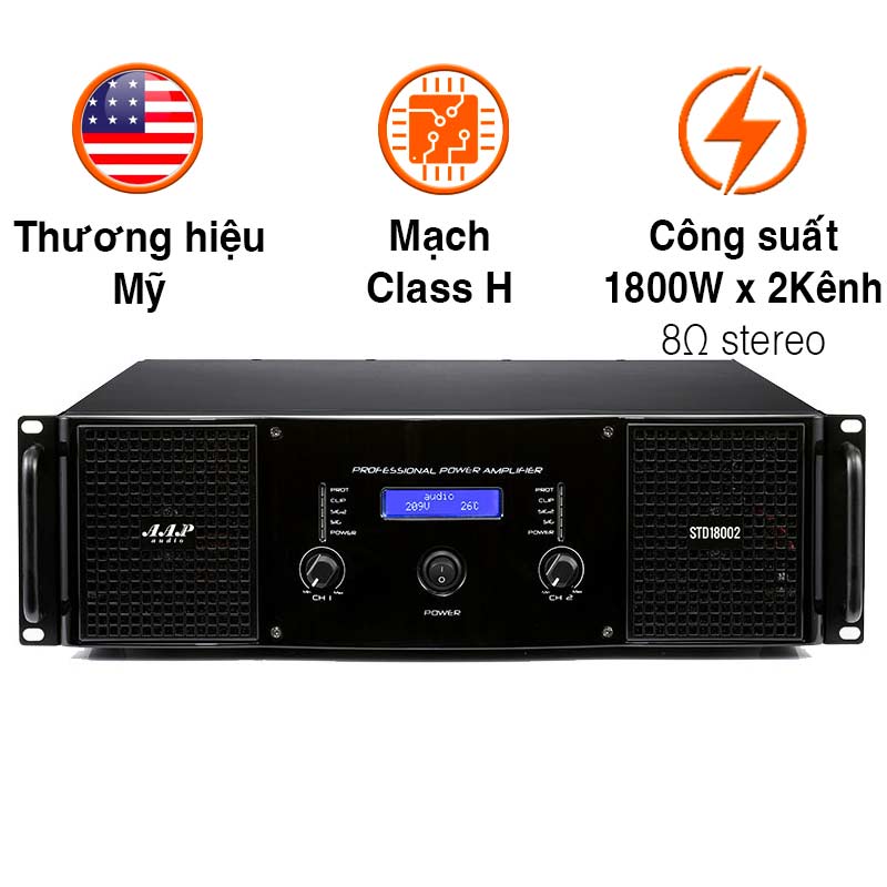 Cục Đẩy Công Suất AAP STD18002, 1800W x 2 Kênh