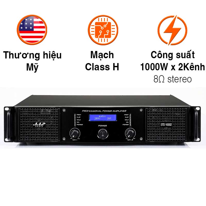 Cục Đẩy Công Suất AAP STD10002, 1000W x 2 Kênh