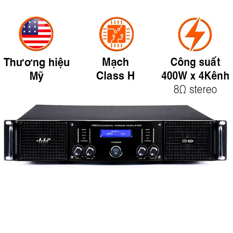 Cục Đẩy Công Suất AAP STD4004, 400W x 4 kênh