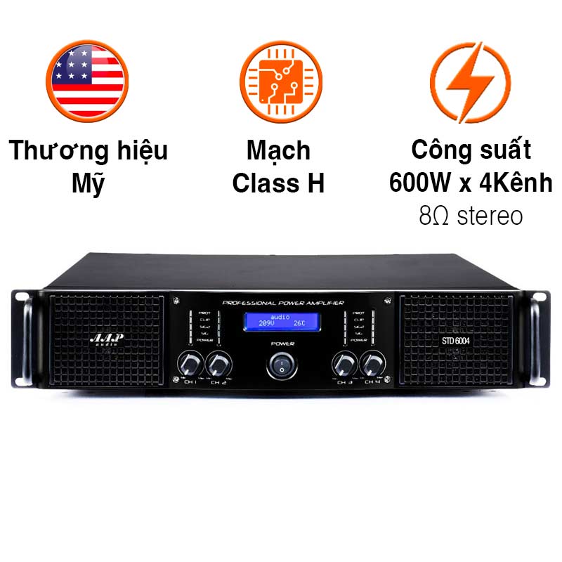 Cục Đẩy Công Suất AAP STD6004, 600W x 4 Kênh