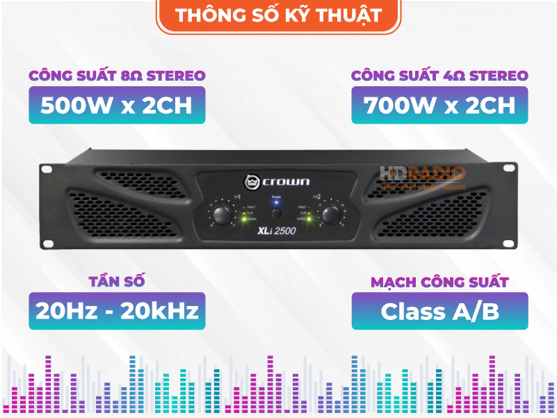 Cục Công Suất Crown XLi 2500 thông số kỹ thuật